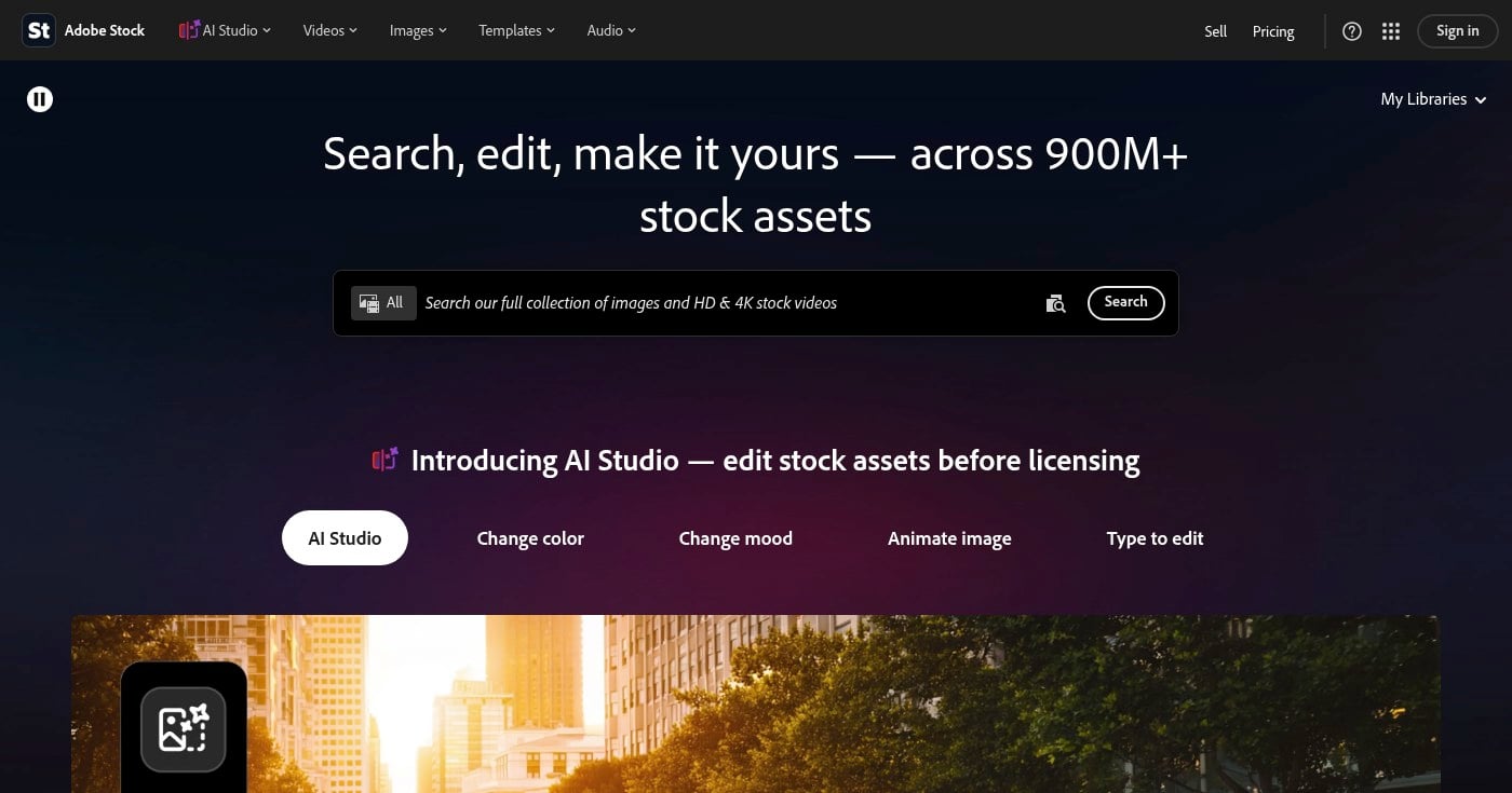 Adobe Stock homepage screenshot