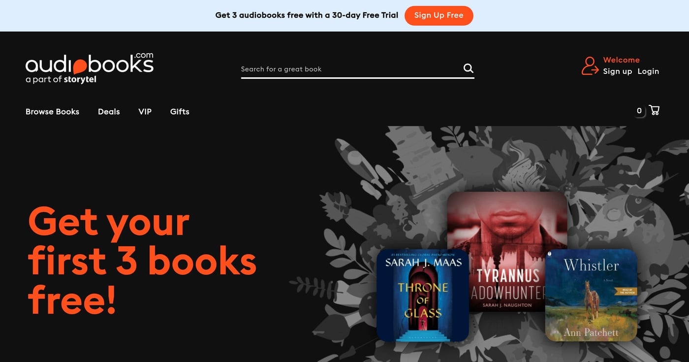 Audiobooks.com homepage