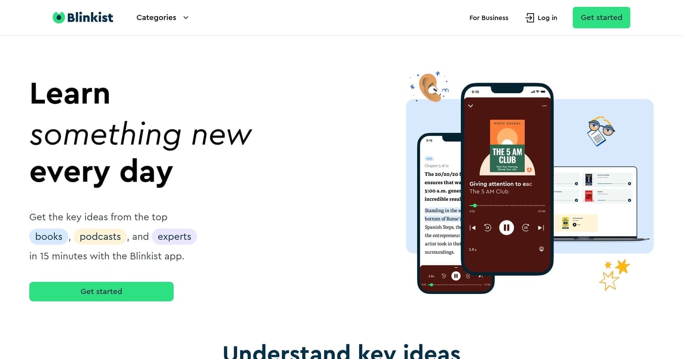 Blinkist homepage