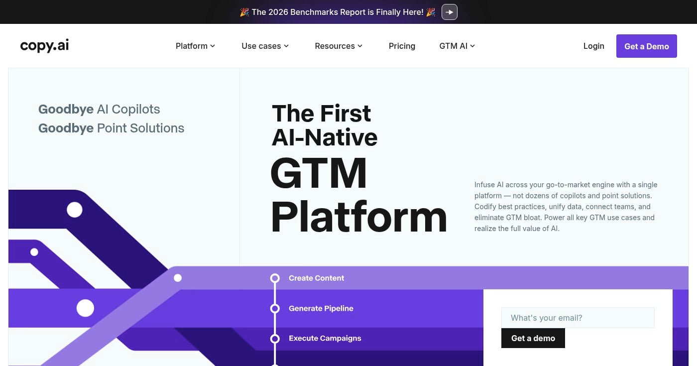 Copy.ai AI text generator homepage