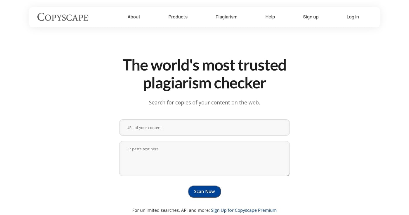 Copyscape homepage