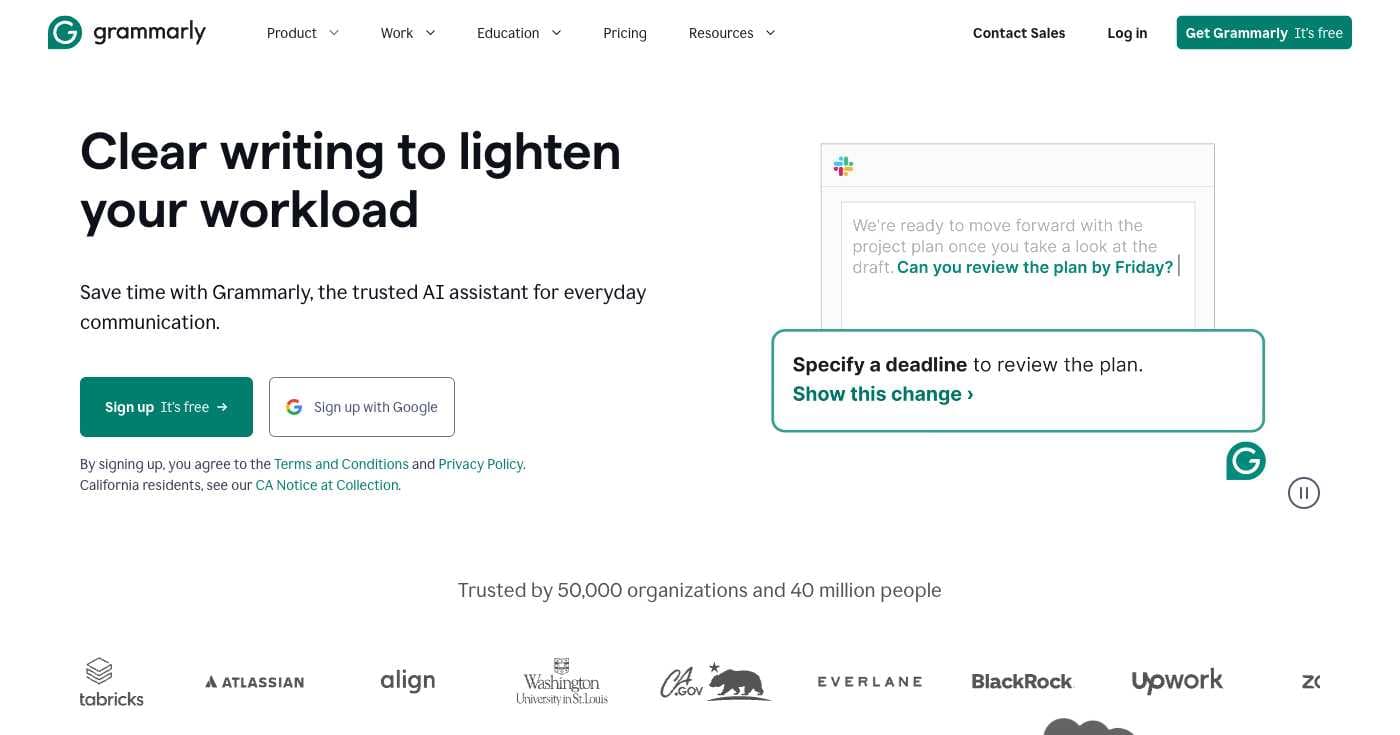 Grammarly Writing Assistant