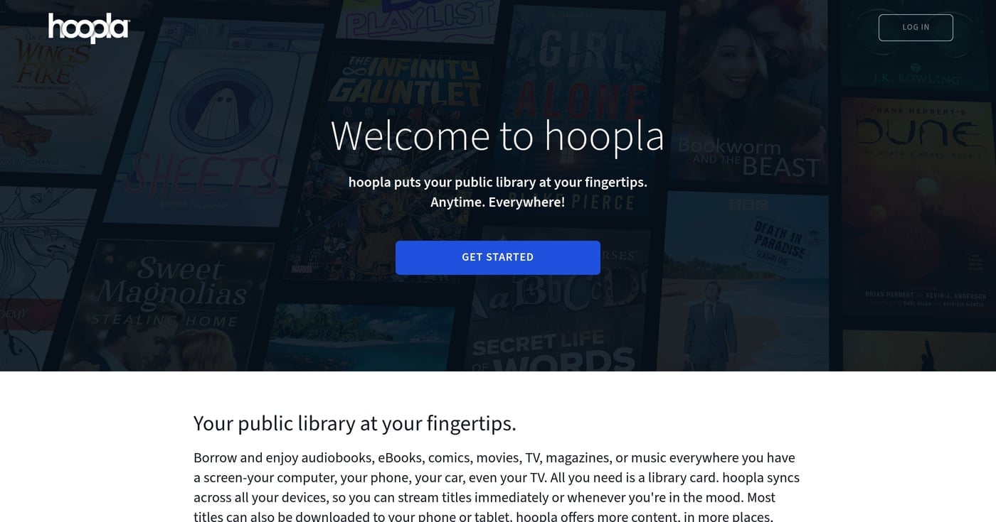 Hoopla homepage