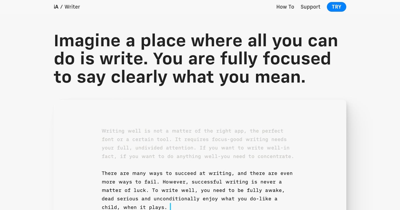 iA Writer focus mode writing app on Mac