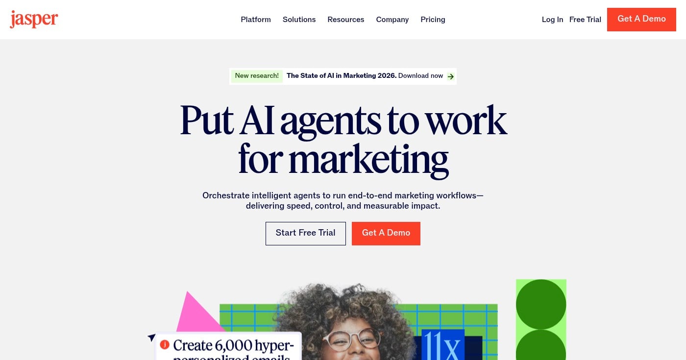 Jasper AI text generator homepage