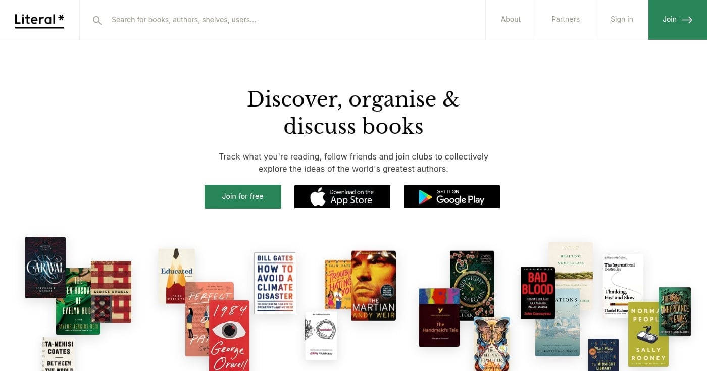 Literal.club book tracking interface