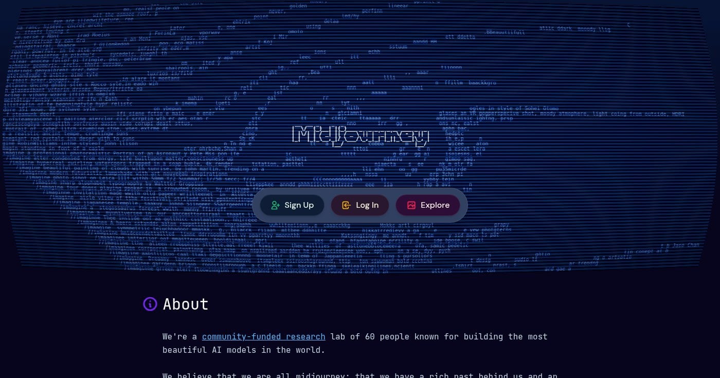 Midjourney homepage screenshot