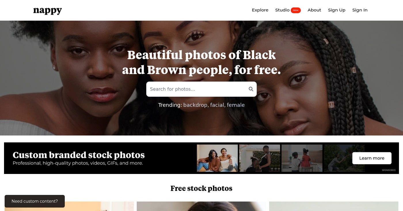 Nappy homepage screenshot