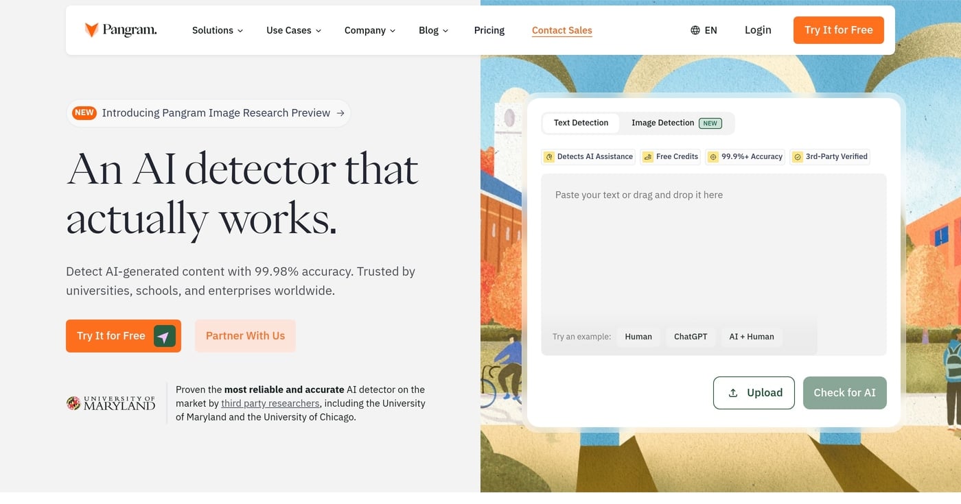 Pangram Labs AI detector homepage