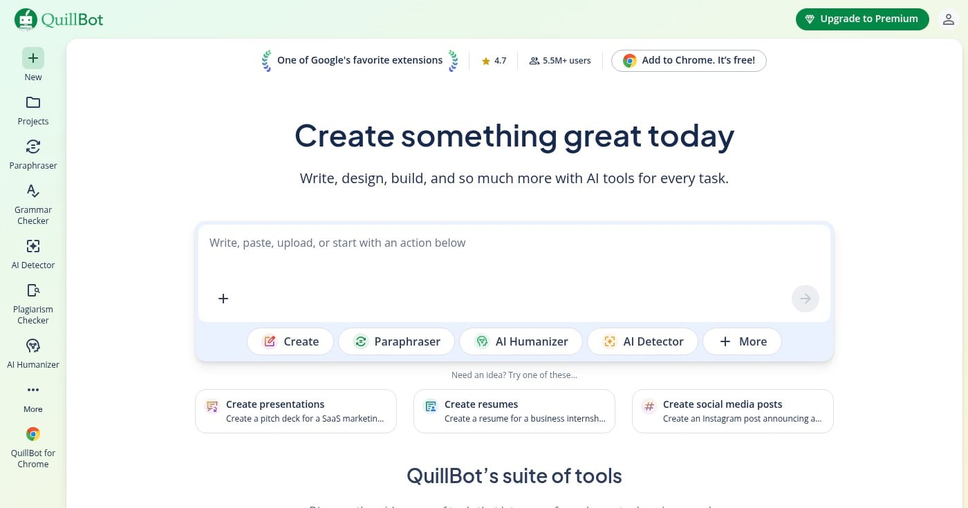 QuillBot paraphrasing tool interface