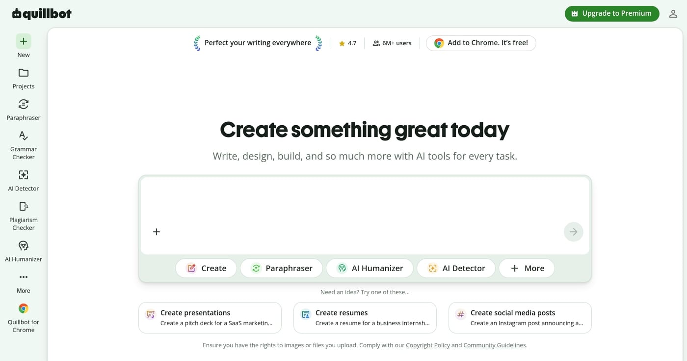 QuillBot homepage