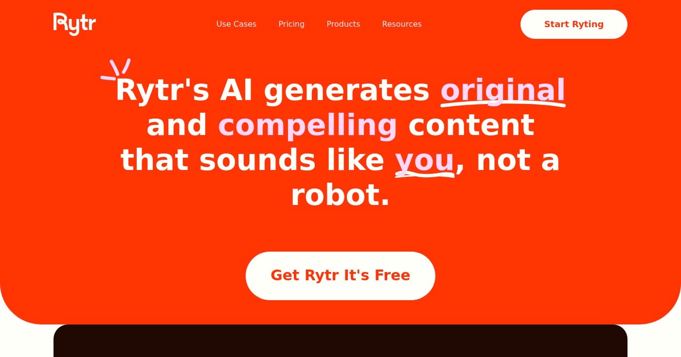 Rytr AI writing assistant interface