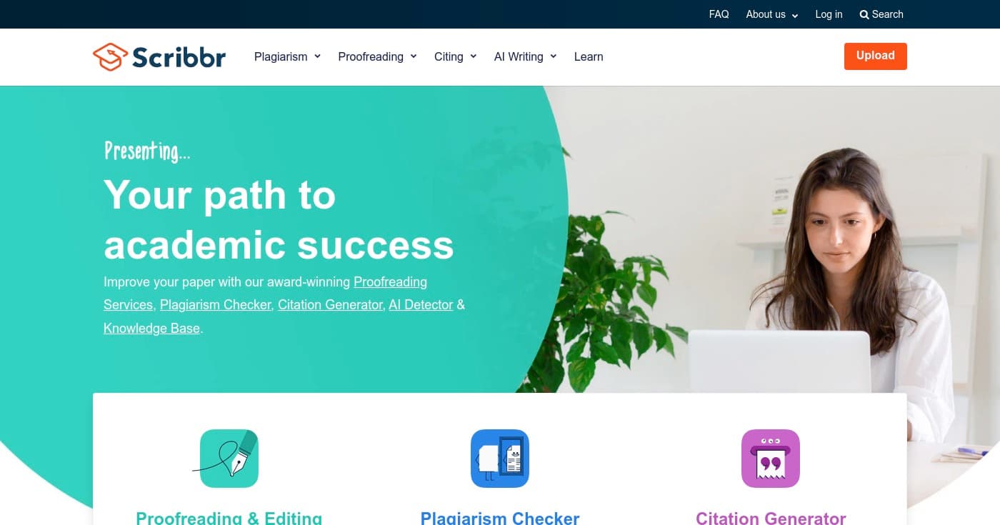 Screenshot of Scribbr homepage