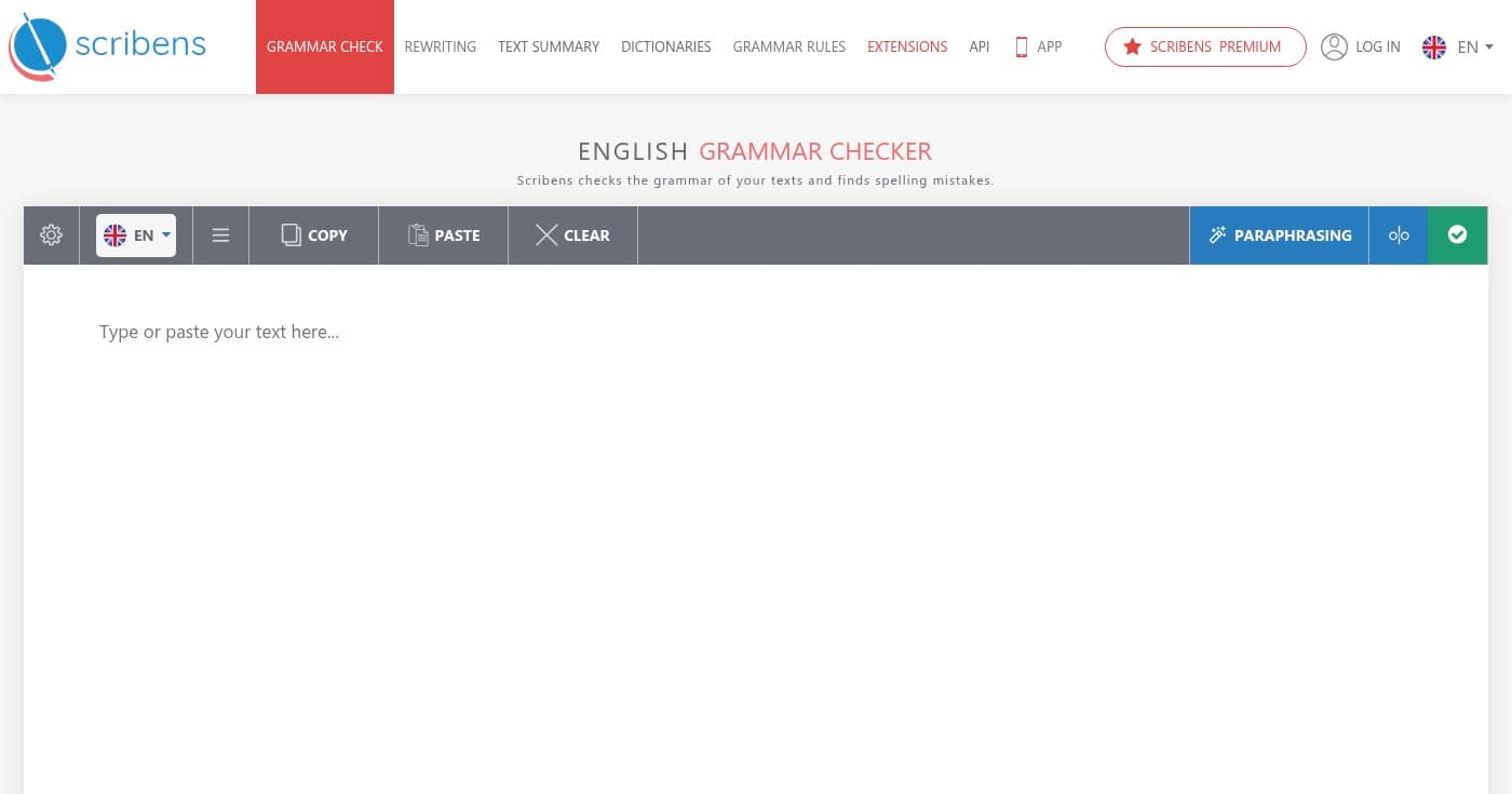 Screenshot of Scribens homepage