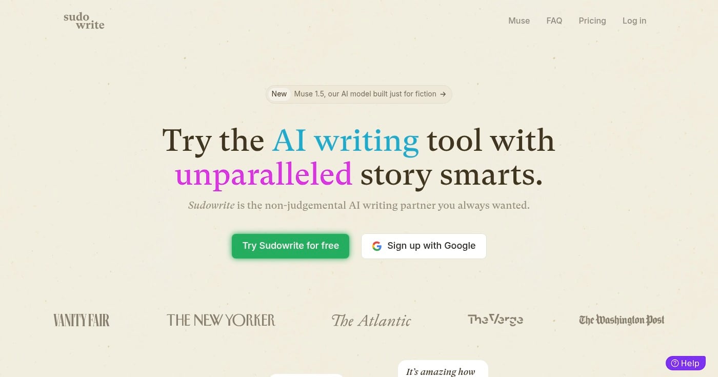 Sudowrite fiction writing tool interface