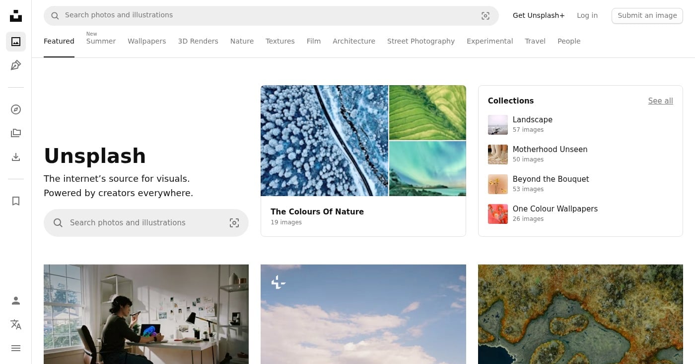 Unsplash homepage screenshot