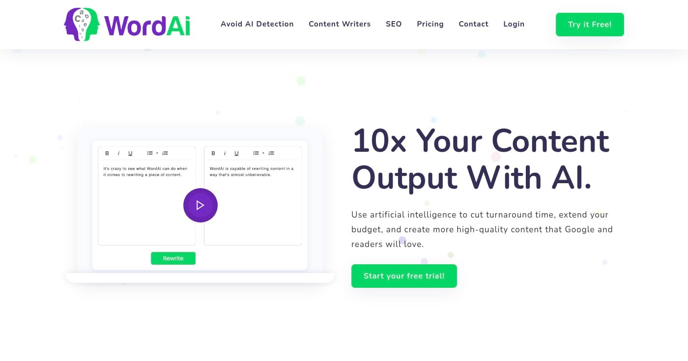 WordAi content rewriting tool