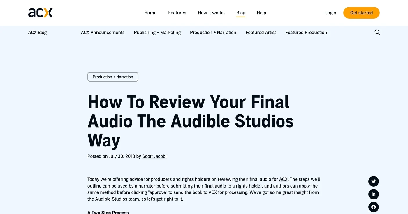 ACX Audible Studios final-audio review guide