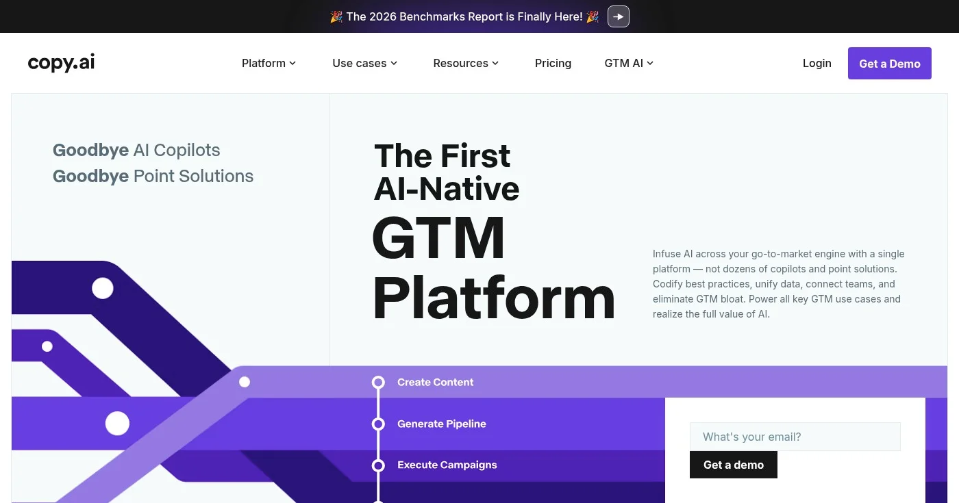 Copy.ai AI text generator homepage