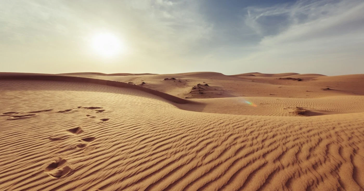 Sand dunes at sunset in the Muscat desert