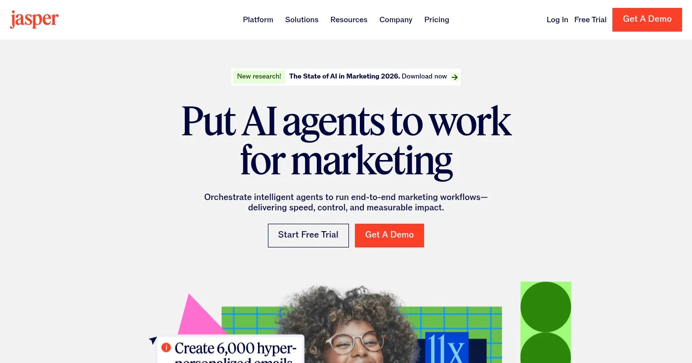 Jasper AI text generator homepage