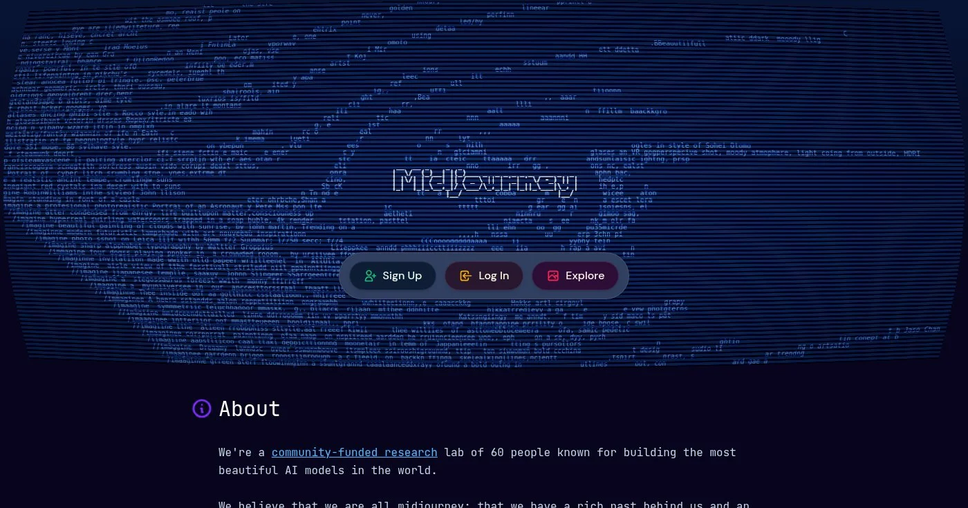 Midjourney homepage screenshot