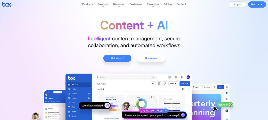 Box homepage, June 2025