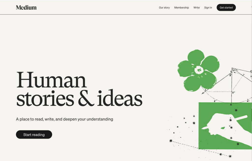 Medium homepage